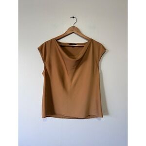 Banana Republic Womens Medium Tan Camel Cowl Neck Sleeveless Blouse Top M